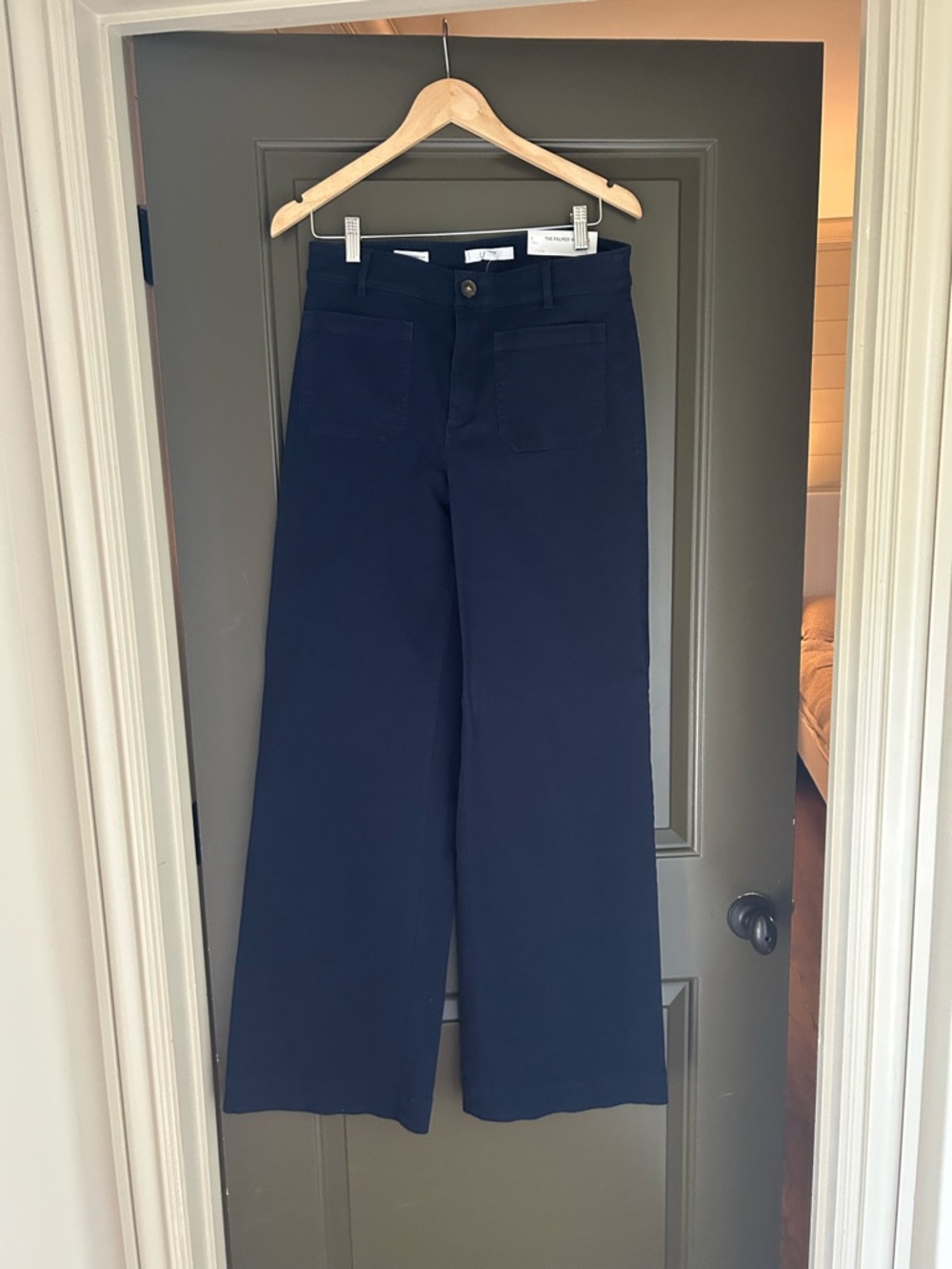 LOFT Palmer Navy Wide Leg Trousers - Size 6 Tall